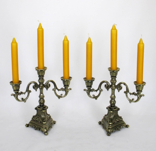 Kerzenleuchter 3 - Armig Set Messing Optik Kerzenständer Leuchter Antik Barock