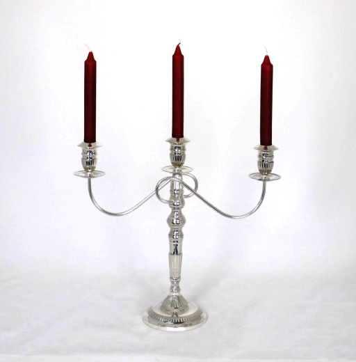 2 Kerzenleuchter Art Deco Bauhaus-Stil 3 Armig Chrom Kerzenständer Antik Silber 