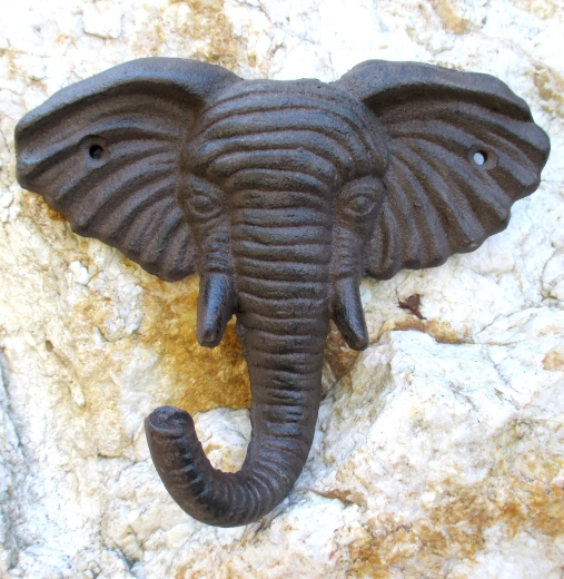 Garderobe Wand Haken Gusseisen Handtuch Eisen Elefant Kopf Afrika Deko
