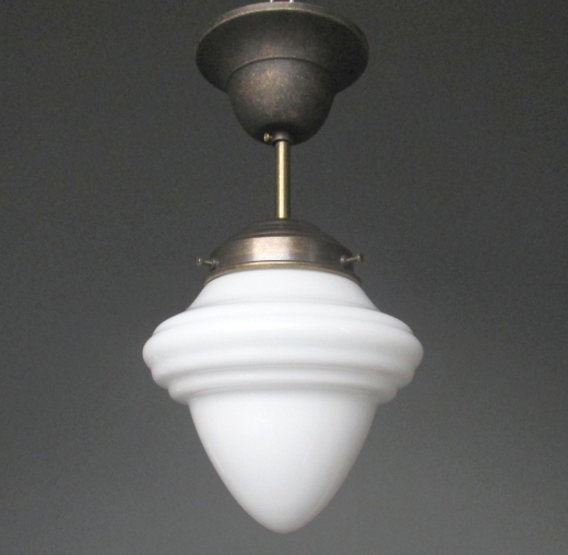 Deckenlampe Jugendstil Artdéco Tropfen Opalglas Weiss Hängelampe Messing Antik