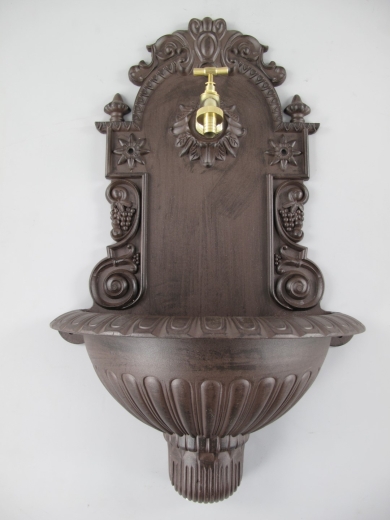 Waschbecken Wandbrunnen 60 cm Braun Wandwaschbecken Antik Aluguss