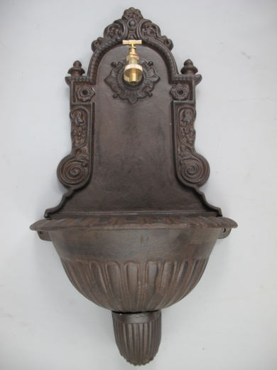 Wandbrunnen 70 cm Gusseisen Braun Wandwaschbecken Antik Garten-Waschbecken