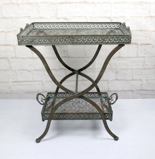 Beistelltisch Eisen Tisch Antik Grün Antikstil Balkon Blumentisch H 70 60x40 cm