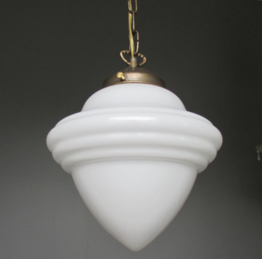 Hängelampe XL Weiß Jugendstil Opal-Glas Tropfen Lampe Antik Messing Pendellampe