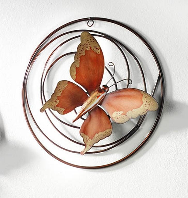 Wandbild Schmetterling Metall Rot 30 cm