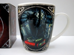 Tasse Porzellan Becher Kaffeebecher Teetasse Katze Schwarz Lisa Parker - Henkelbecher