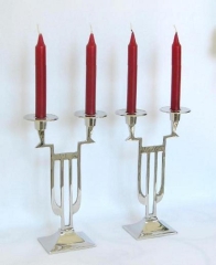 2 Kerzenleuchter Artdeco Jugendstil Kerzenständer Tischleuchter Antik Mes Silber