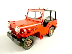 Blechauto Jeep Oldtimer Antik Stil Rot 17 cm Modellauto Nostalgie